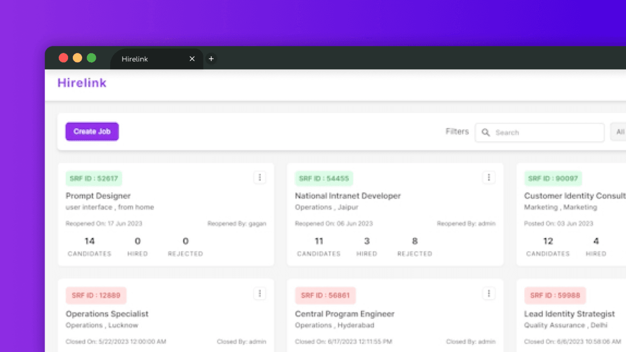 Hirelink: Hiring Tracking Portal screenshot